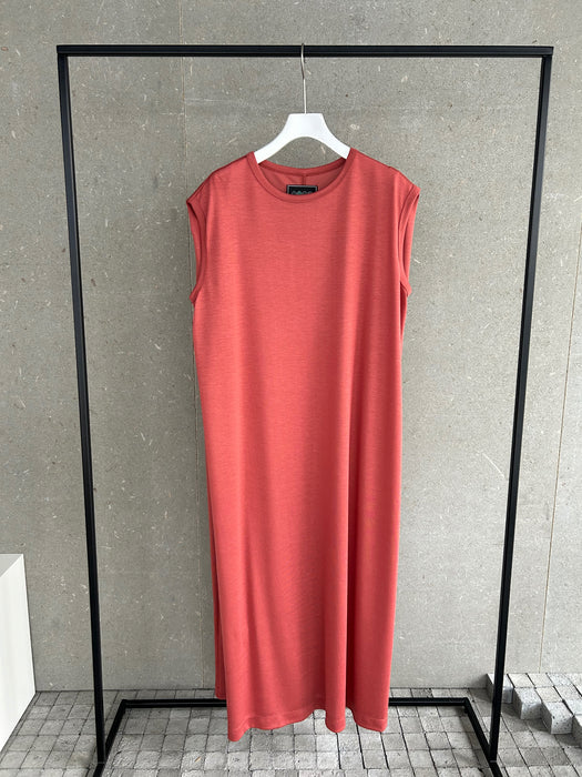 リヨセル天竺ボックスショルダーロングドレス