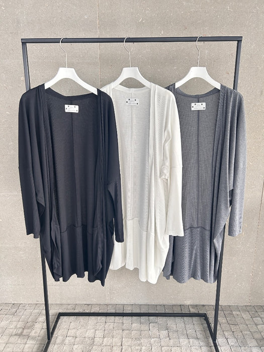 NEW SEASON：リブジャージーオーバルドレープカーディガン