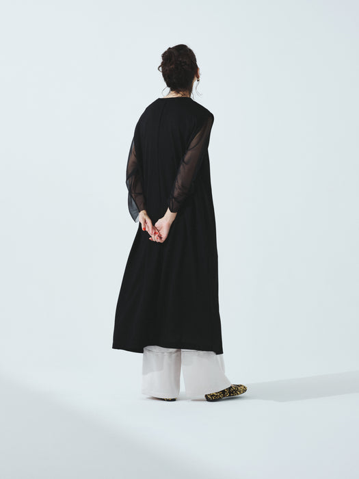 リヨセル天竺ボックスショルダーロングドレス