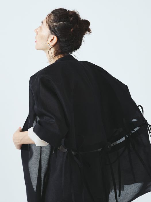 オーガンジーパフィーリボンブラウス