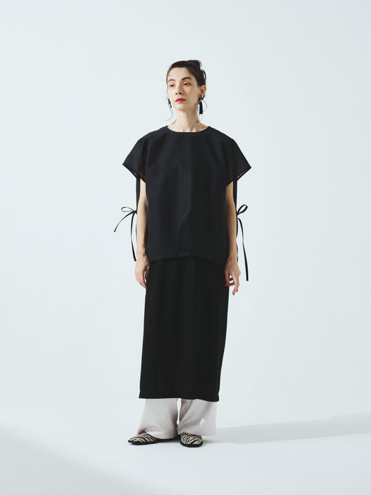 リヨセル天竺ボックスショルダーロングドレス