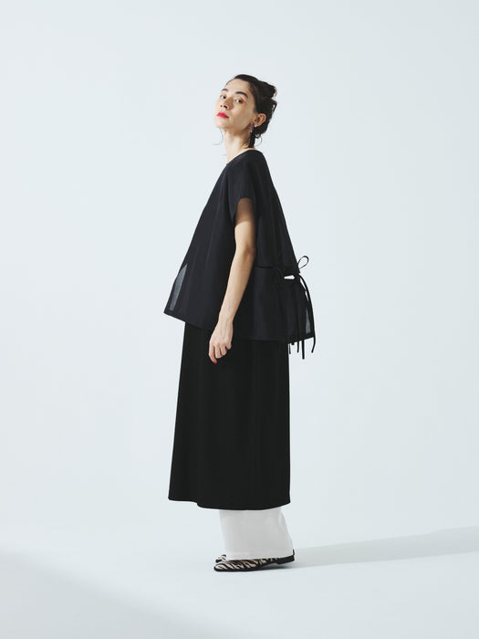 リヨセル天竺ボックスショルダーロングドレス