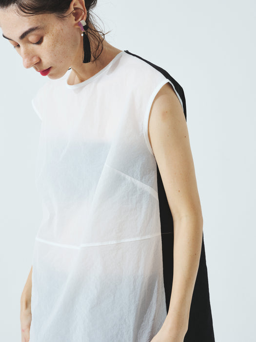 クリスピーナイロンバイカラーロングタンク