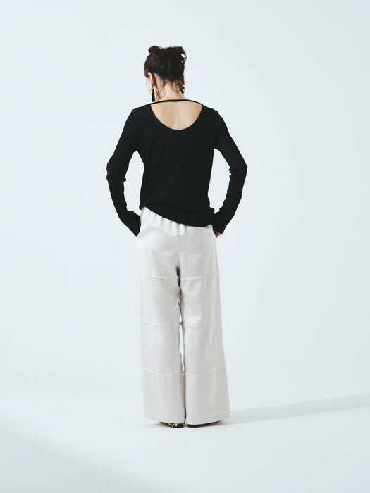 ナイロンレースカットアウト長袖プルオーバー