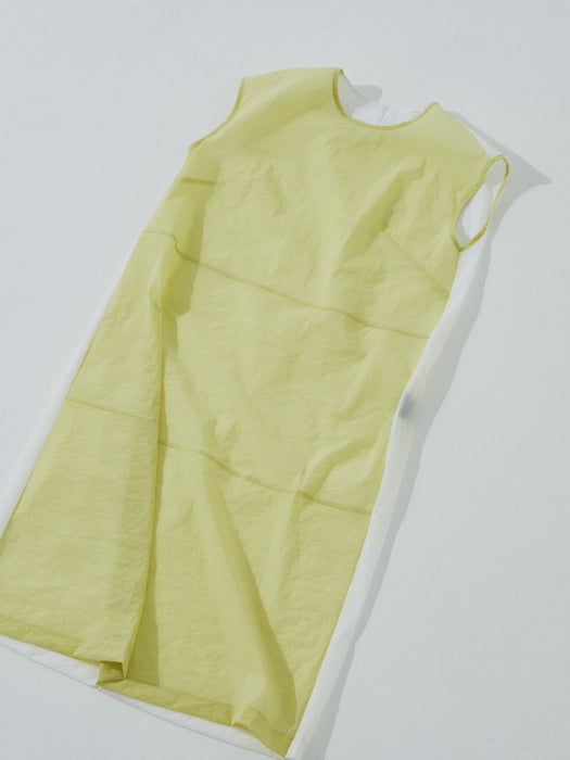 クリスピーナイロンバイカラーロングタンク