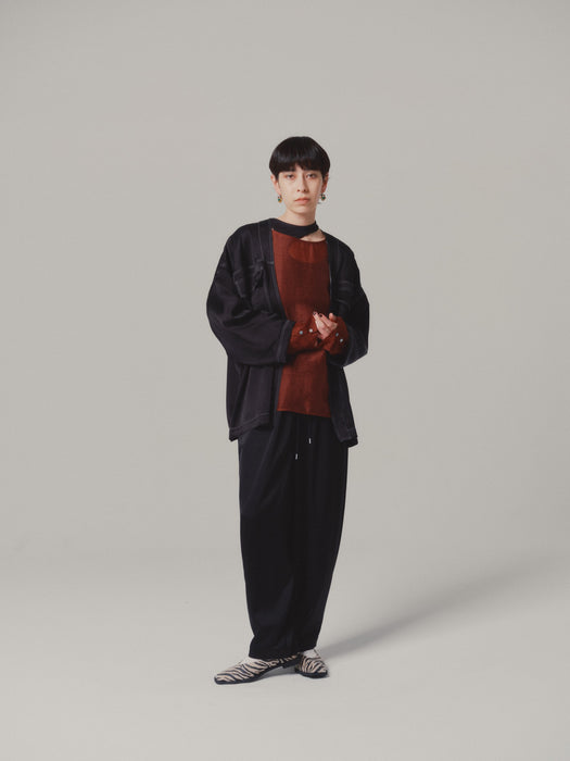 NEW SEASON：サテンフルイドシャツブルゾン