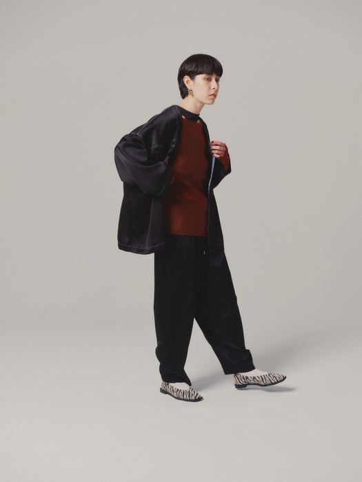 NEW SEASON：サテンフルイドシャツブルゾン