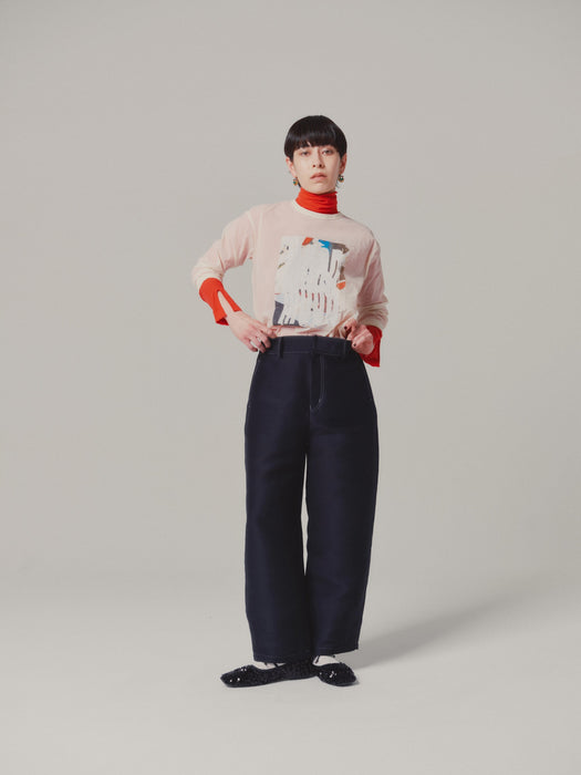 NEW SEASON：ペーパーナイロンMOODプリント長袖TEE