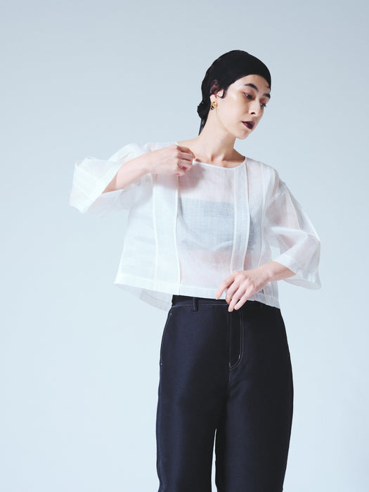 NEW SEASON：ラミーオーガンジーパイピングブラウス