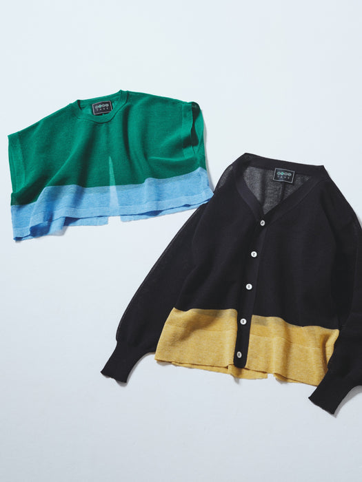 NEW SEASON：ペーパーニット配色ショートジレ
