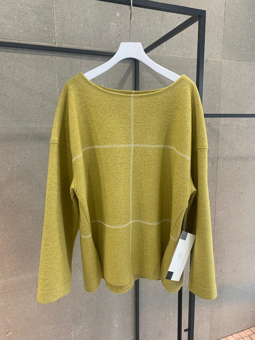 THE BASIC：圧縮ニット配色ステッチ長袖プルオーバー