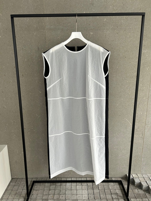 クリスピーナイロンバイカラーロングタンク