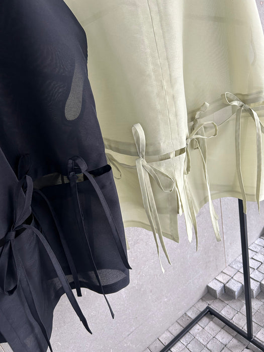 オーガンジーパフィーリボンタンクブラウス