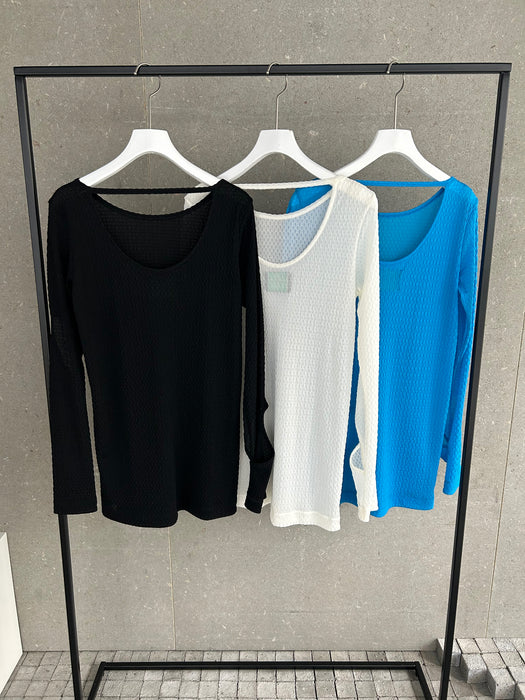 ナイロンレースカットアウト長袖プルオーバー