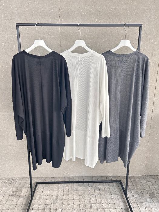 NEW SEASON：リブジャージーオーバルドレープカーディガン