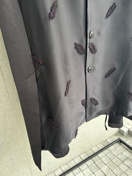 サテンエンブロイダリーバックドレープジレ