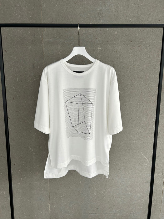 コットン天竺フレームプリントTEE