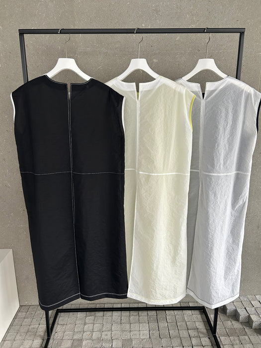 クリスピーナイロンバイカラーロングタンク