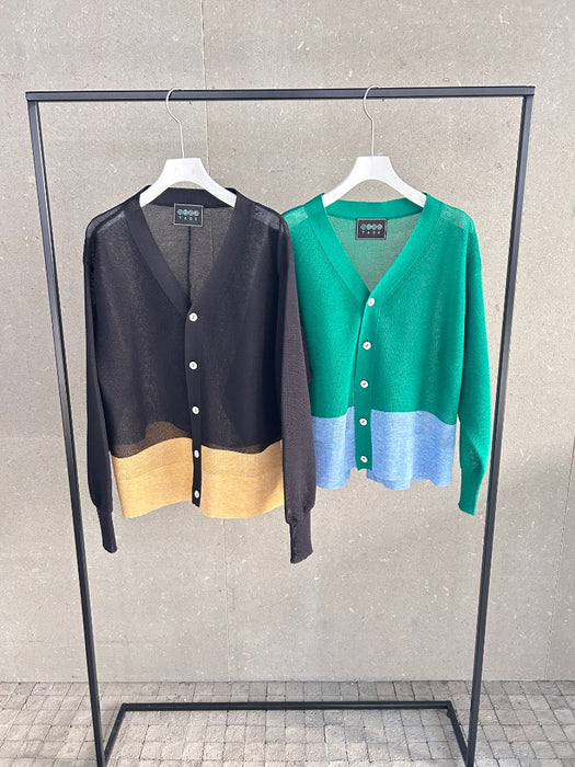 NEW SEASON：ペーパーニット配色カーディガン