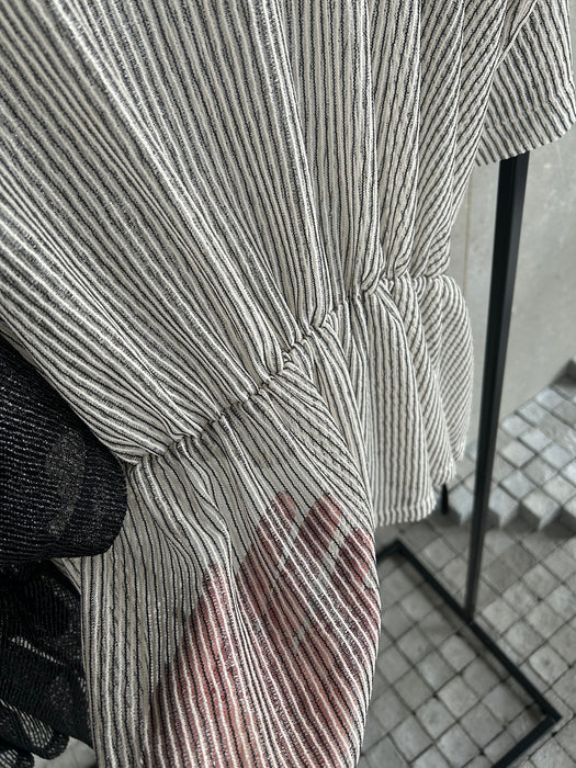 グリッターストライプレースバックギャザーTEE