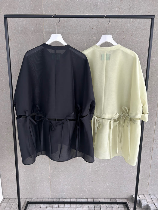 オーガンジーパフィーリボンブラウス