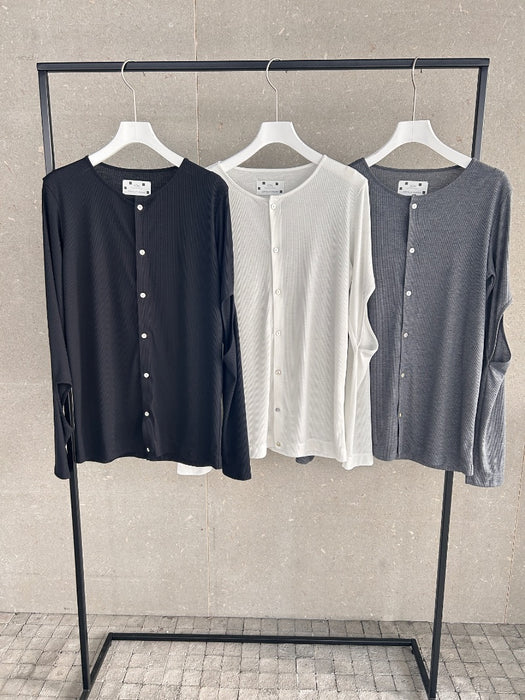 NEW SEASON：リブジャージーカットアウトカーディガン