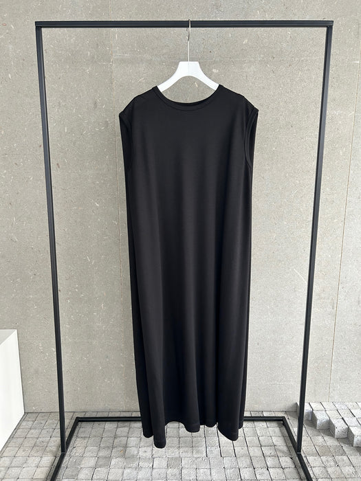 リヨセル天竺ボックスショルダーロングドレス