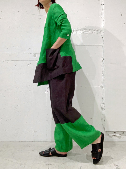 THE ARCHIVE：ヘンプコントラスト切り替えバギーパンツ