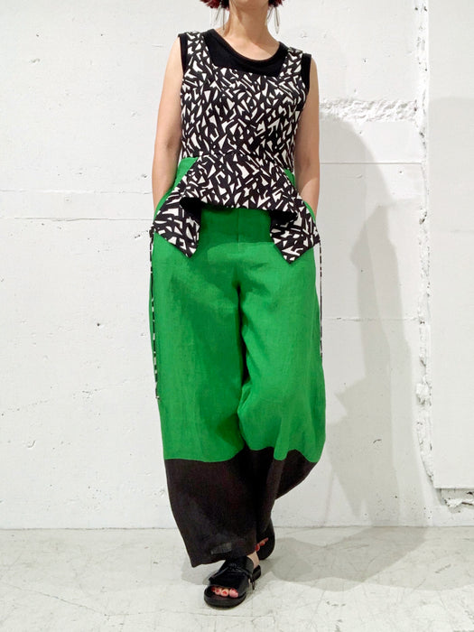 THE ARCHIVE：レーヨンリネンプリントペプラムビスチェ