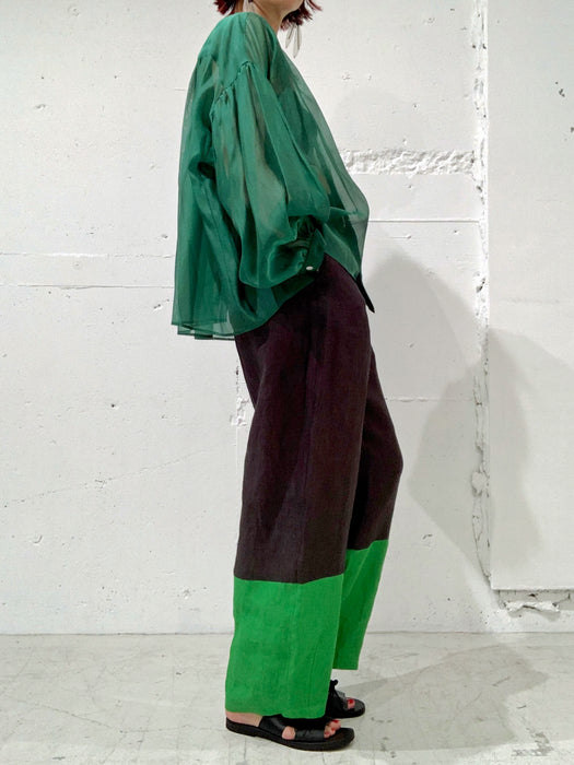 THE ARCHIVE：コットンシルクギャザーボリュームスリーブブラウス