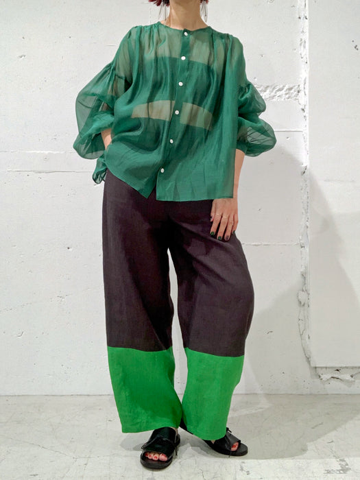 THE ARCHIVE：コットンシルクギャザーボリュームスリーブブラウス