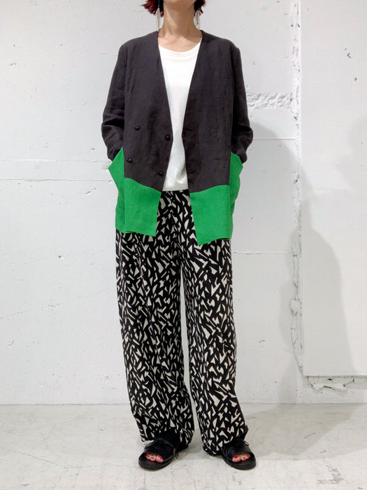 THE ARCHIVE：レーヨンリネンプリントバギーパンツ