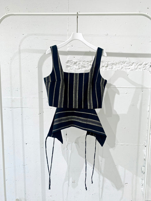 THE ARCHIVE：リネンストライプペプラムビスチェ