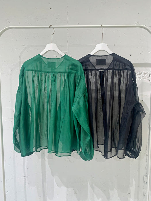 THE ARCHIVE：コットンシルクギャザーボリュームスリーブブラウス