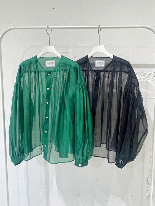 THE ARCHIVE：コットンシルクギャザーボリュームスリーブブラウス