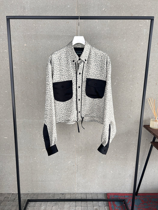 NEW SEASON：レオパードジャカードショートブラウス