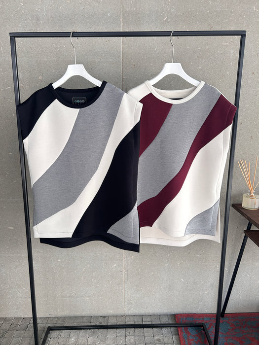 NEW SEASON：ダンボールニットガタガタストライプロングタンク