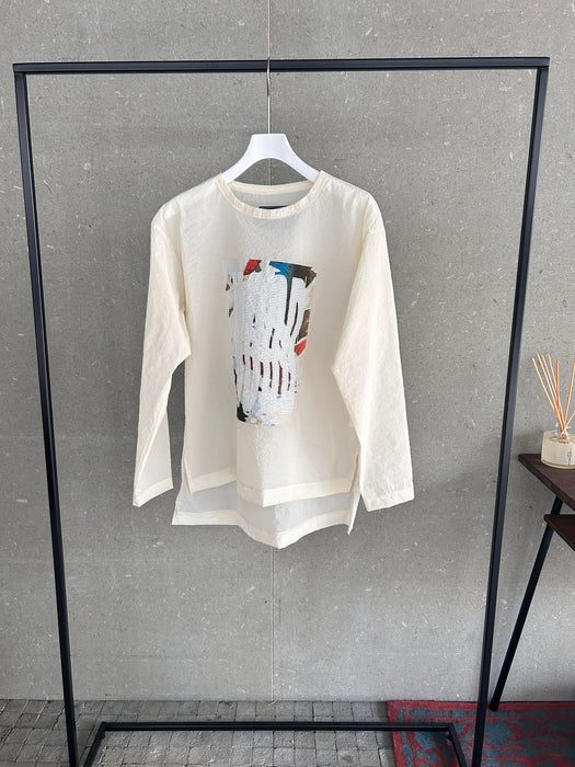 NEW SEASON：ペーパーナイロンMOODプリント長袖TEE
