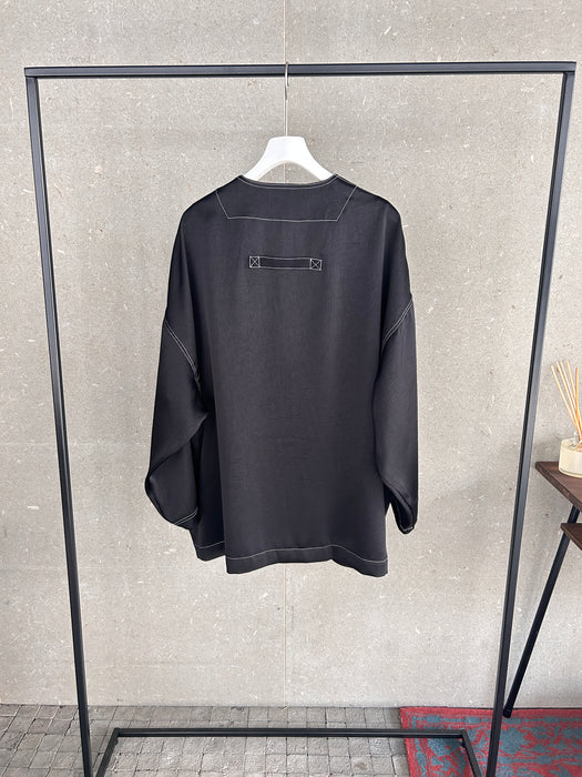 NEW SEASON：サテンフルイドシャツブルゾン