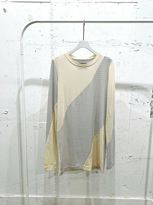 Overlap switching border jersey pullover