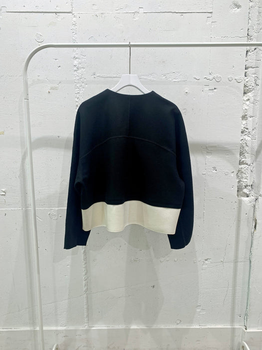 Compressed wool  jersey bicolor short blouson