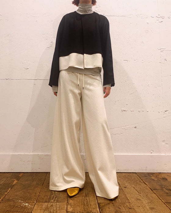 Compressed wool  jersey bicolor short blouson