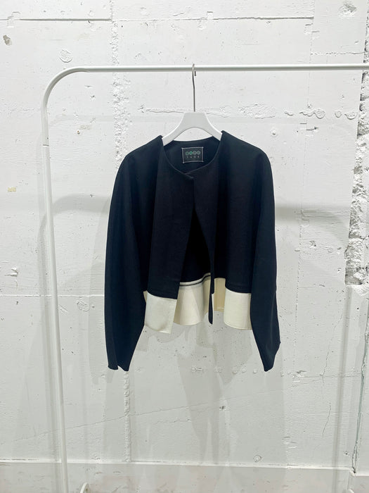 Compressed wool  jersey bicolor short blouson