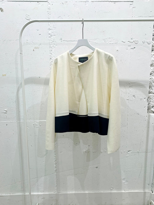 Compressed wool  jersey bicolor short blouson