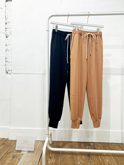 Cotton circular rib jersey track pants