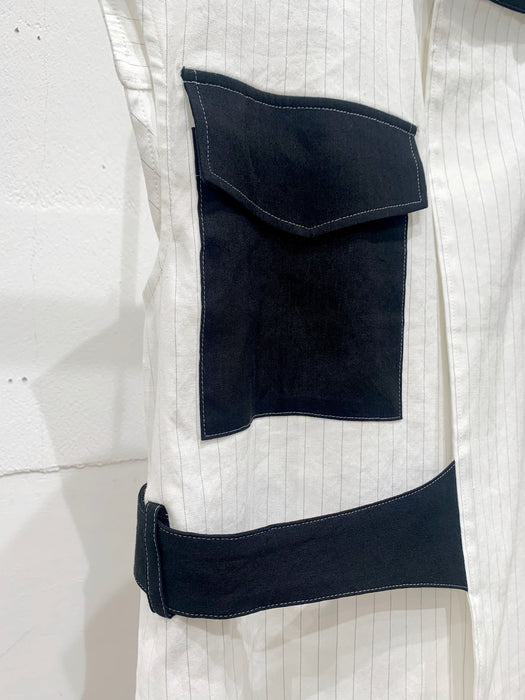 THE ARCHIVE：ストライプリネンショートブラウス