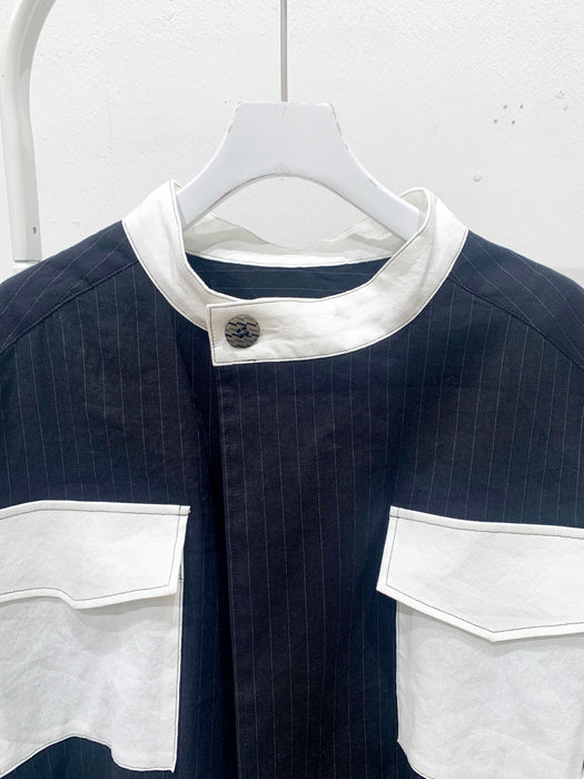 THE ARCHIVE：ストライプリネンショートブラウス