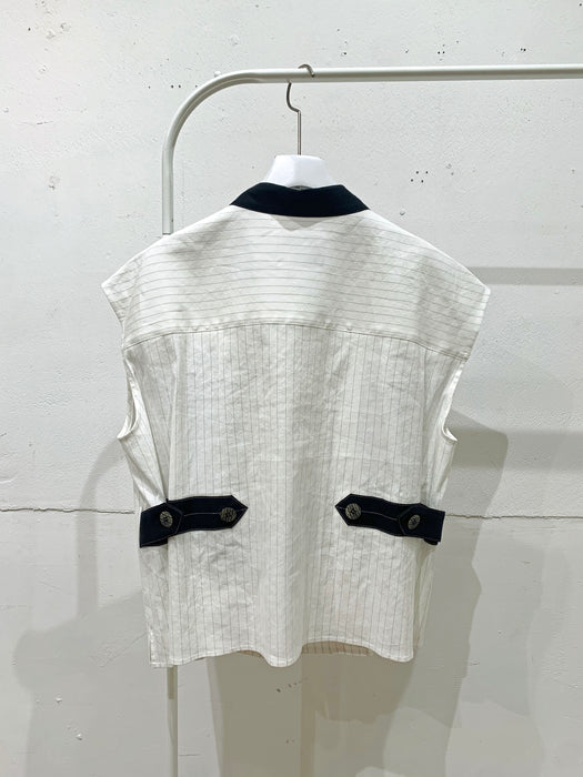 THE ARCHIVE：ストライプリネンショートブラウス