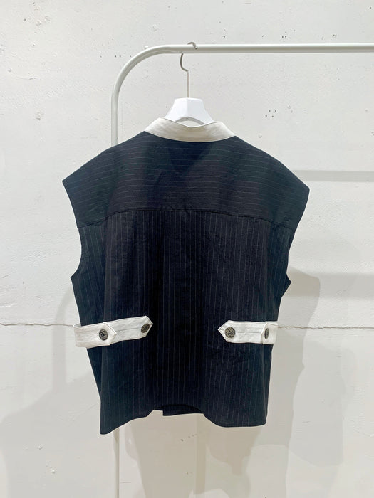 THE ARCHIVE：ストライプリネンショートブラウス