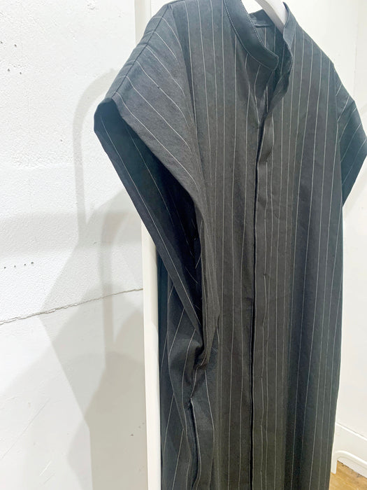 THE ARCHIVE：ストライプリネンタックスリーブシャツドレス